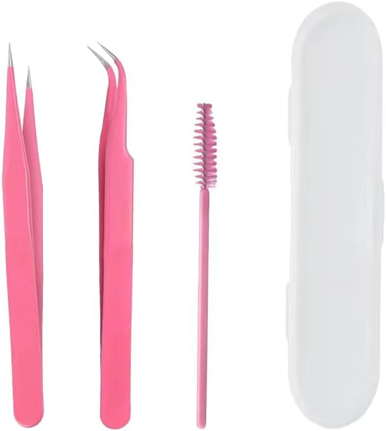 Kit de pinces à épiler en acier inoxydable 2 pièces multifonction brosse à cils bricolage nail art artisanat