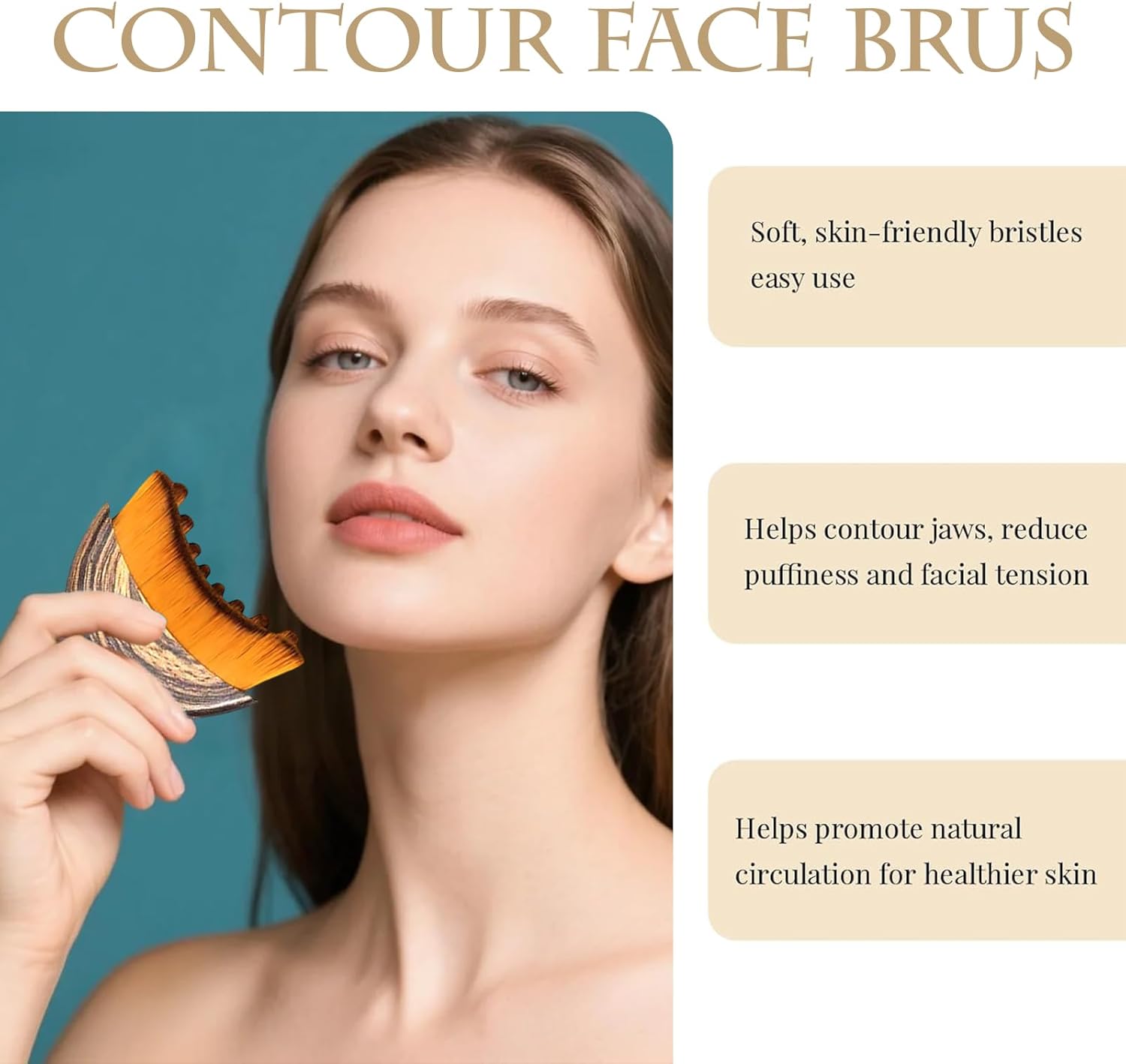 Brosse Lymphatique Visage, Lymphatic Drainage Face Brush, Brosse de contour lymphatique pour le visage, s'applique au visages, à la sculpture du menton et de la mâchoire