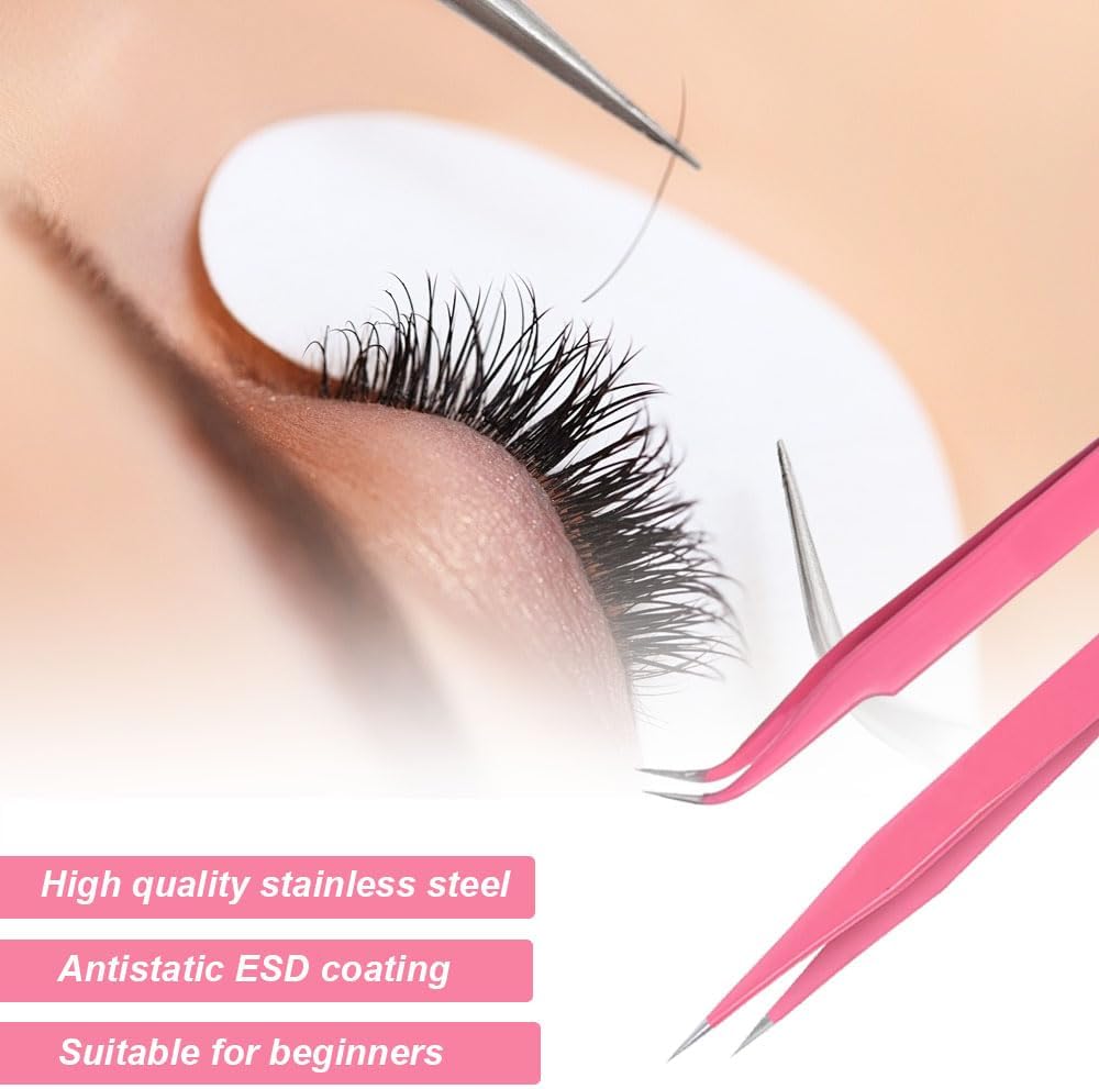 Kit de pinces à épiler en acier inoxydable 2 pièces multifonction brosse à cils bricolage nail art artisanat