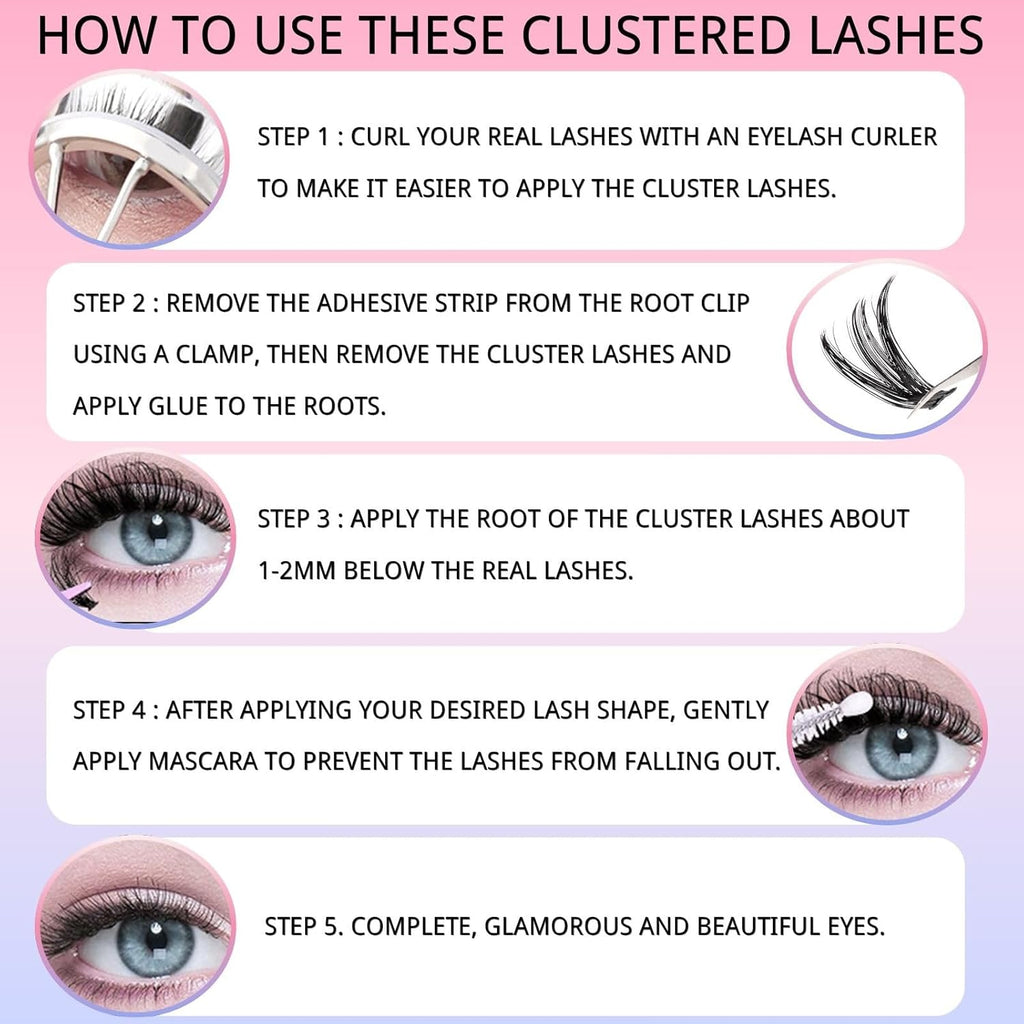 640pcs Kit Extension Cils Individuels, 60D+80D+100D+120D Faux Cils, Faux Cils Bouquet Volume Russian D Curl DIY Extensions de Cils 8-16mm Individual Lashes (60-80-100-120D)