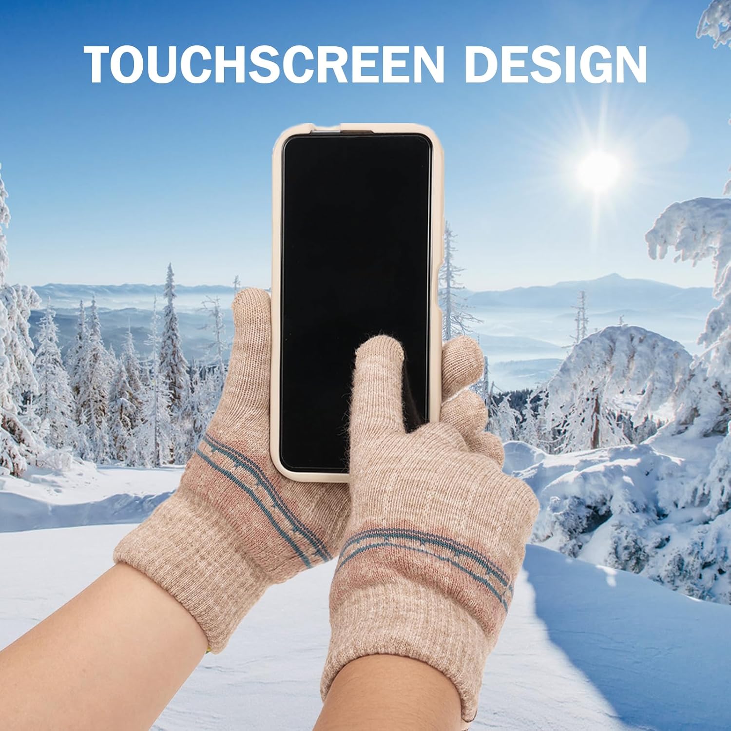 TAGVO Thermal Touch Screen Gloves for Women, Windproof Gloves for Women, Elastic Winter Gloves, Women's Warm Cashmere Gloves for Skiing, Running, Hiking, Cycling