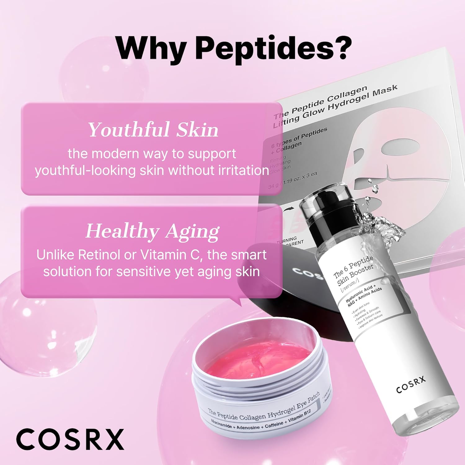 COSRX 6 Peptide Collagen Serum Face Toner with Niacinamide & Hyaluronic Acid, Hydrating & Firming Korean Essence, Anti-Wrinkle & Pore-Tightening Serum For Plump & Even Skin Tone, Korean Skincare 150ml