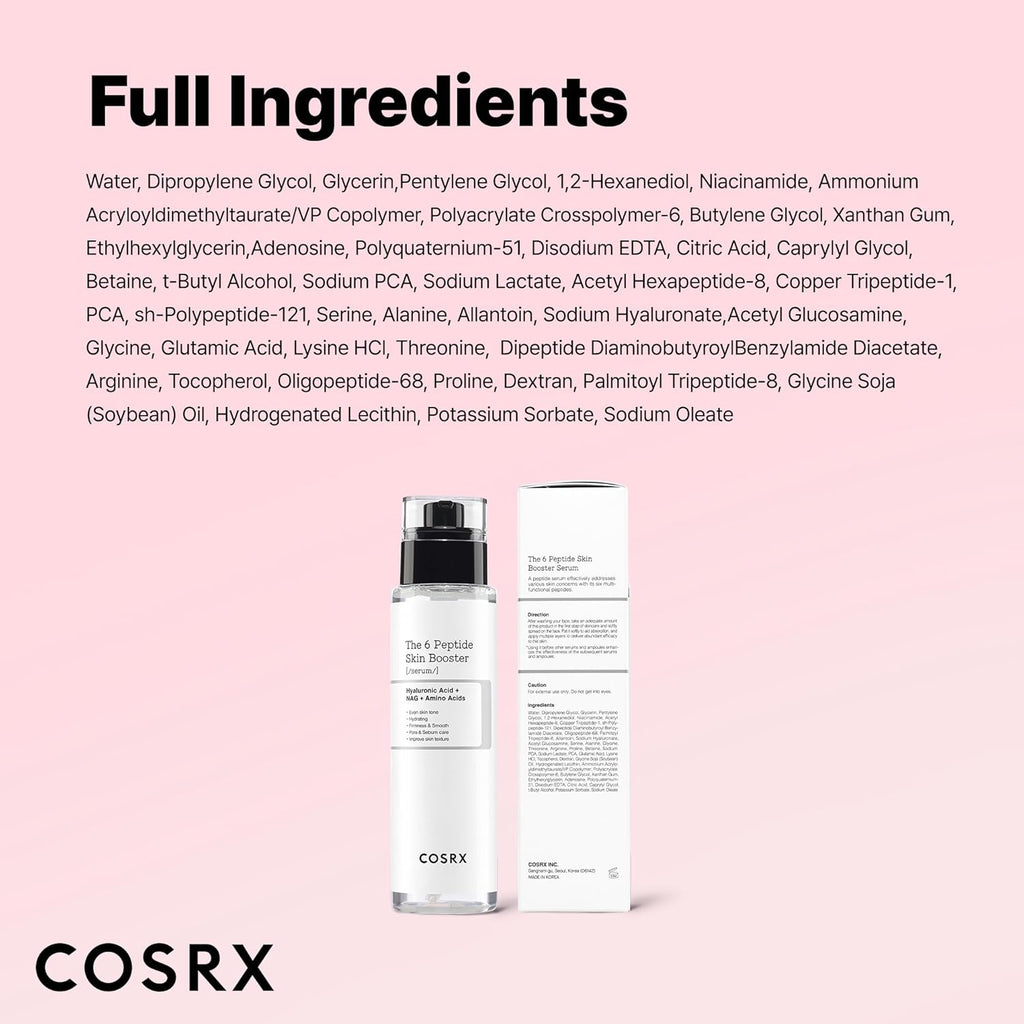 COSRX 6 Peptide Collagen Serum Face Toner with Niacinamide & Hyaluronic Acid, Hydrating & Firming Korean Essence, Anti-Wrinkle & Pore-Tightening Serum For Plump & Even Skin Tone, Korean Skincare 150ml