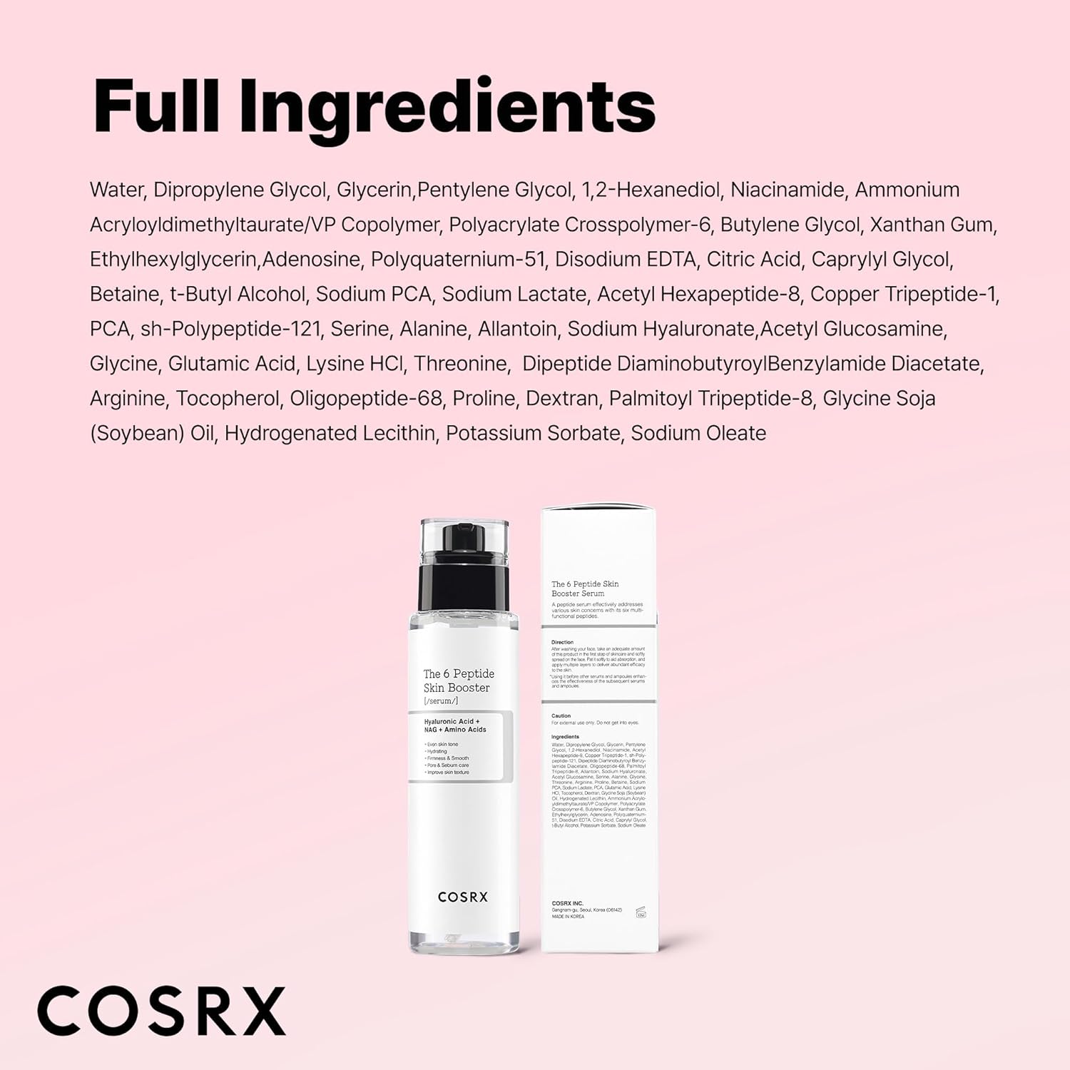 COSRX 6 Peptide Collagen Serum Face Toner with Niacinamide & Hyaluronic Acid, Hydrating & Firming Korean Essence, Anti-Wrinkle & Pore-Tightening Serum For Plump & Even Skin Tone, Korean Skincare 150ml