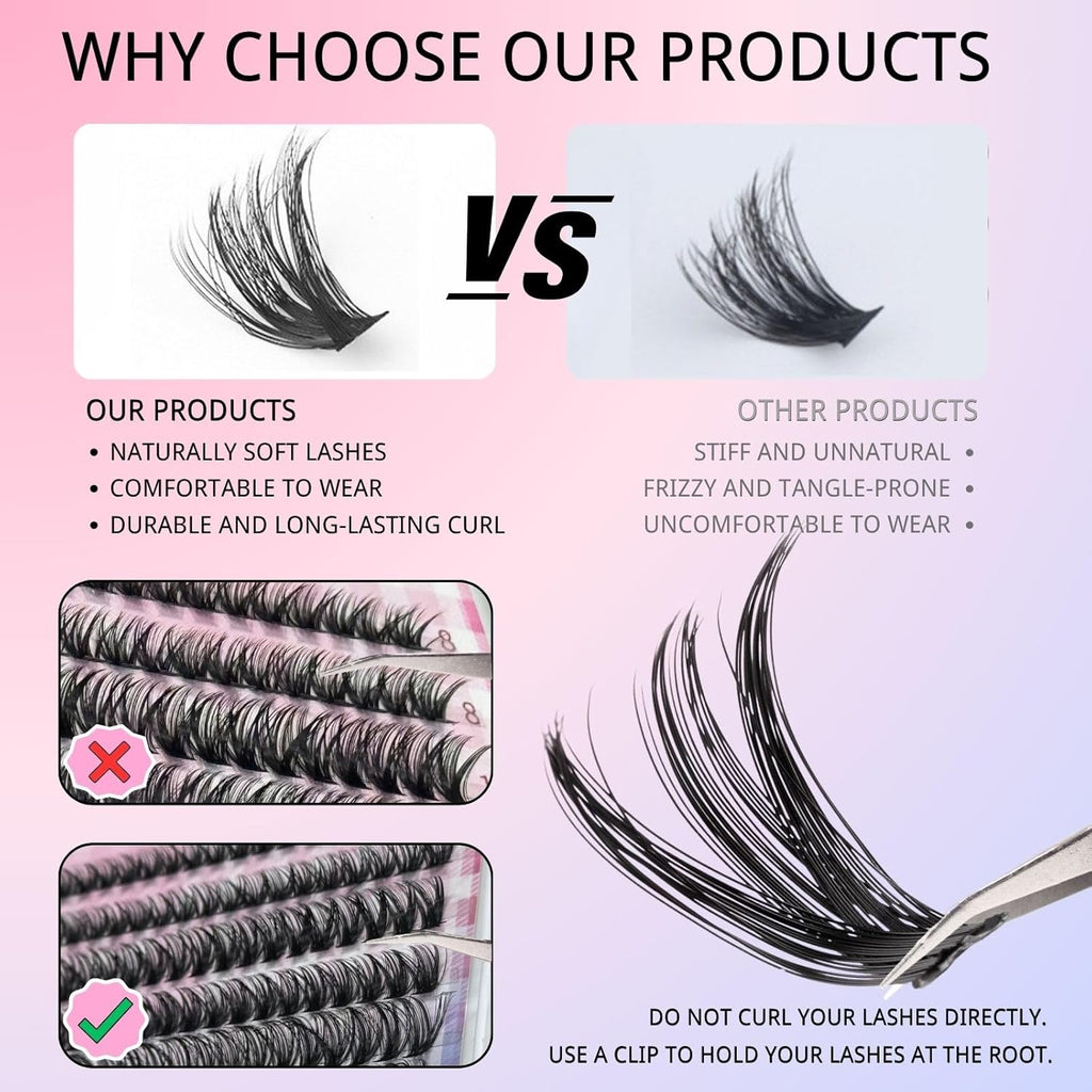 640pcs Kit Extension Cils Individuels, 60D+80D+100D+120D Faux Cils, Faux Cils Bouquet Volume Russian D Curl DIY Extensions de Cils 8-16mm Individual Lashes (60-80-100-120D)