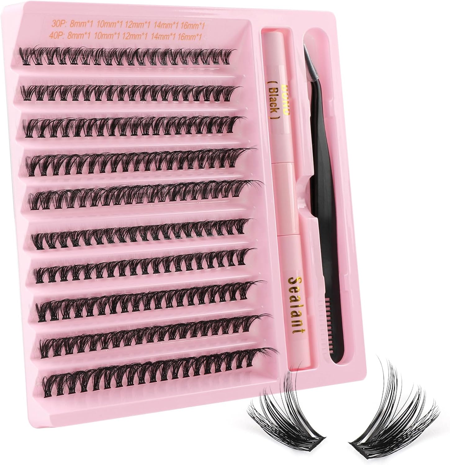 Kit Extension Cils Individuel 190PCS Kit Faux Cils Naturel Avec Lash Bond et Seal Applicateur 30D 40D Cils Extension de Cils Professionnel 8-16mm Mix kit extension de cils complet debutant