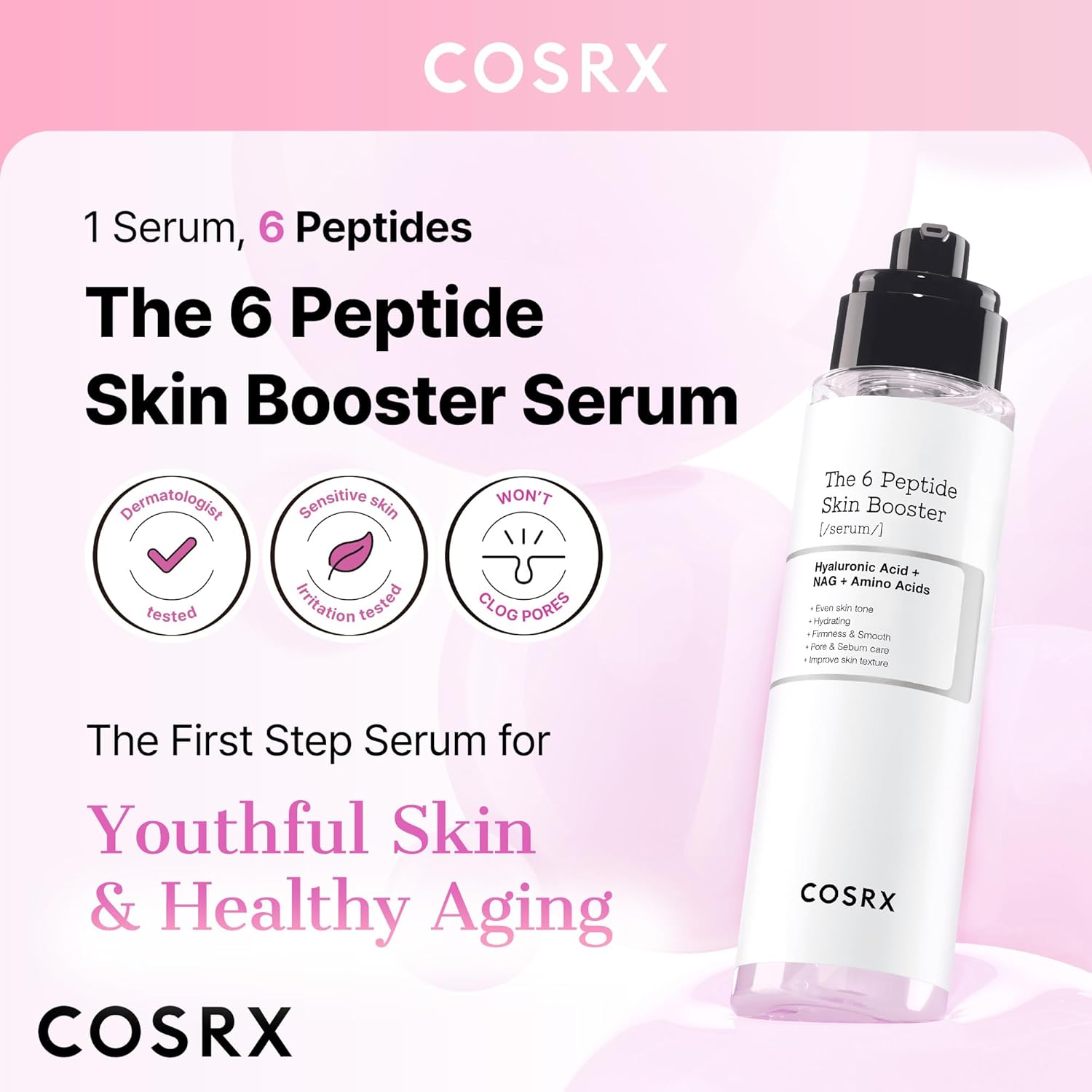 COSRX 6 Peptide Collagen Serum Face Toner with Niacinamide & Hyaluronic Acid, Hydrating & Firming Korean Essence, Anti-Wrinkle & Pore-Tightening Serum For Plump & Even Skin Tone, Korean Skincare 150ml