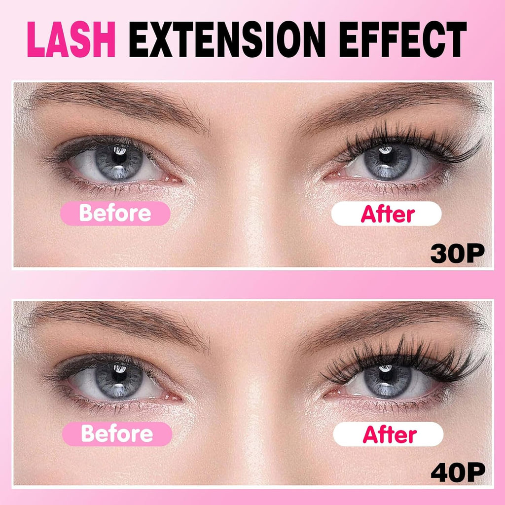 Kit Extension Cils Individuel 190PCS Kit Faux Cils Naturel Avec Lash Bond et Seal Applicateur 30D 40D Cils Extension de Cils Professionnel 8-16mm Mix kit extension de cils complet debutant