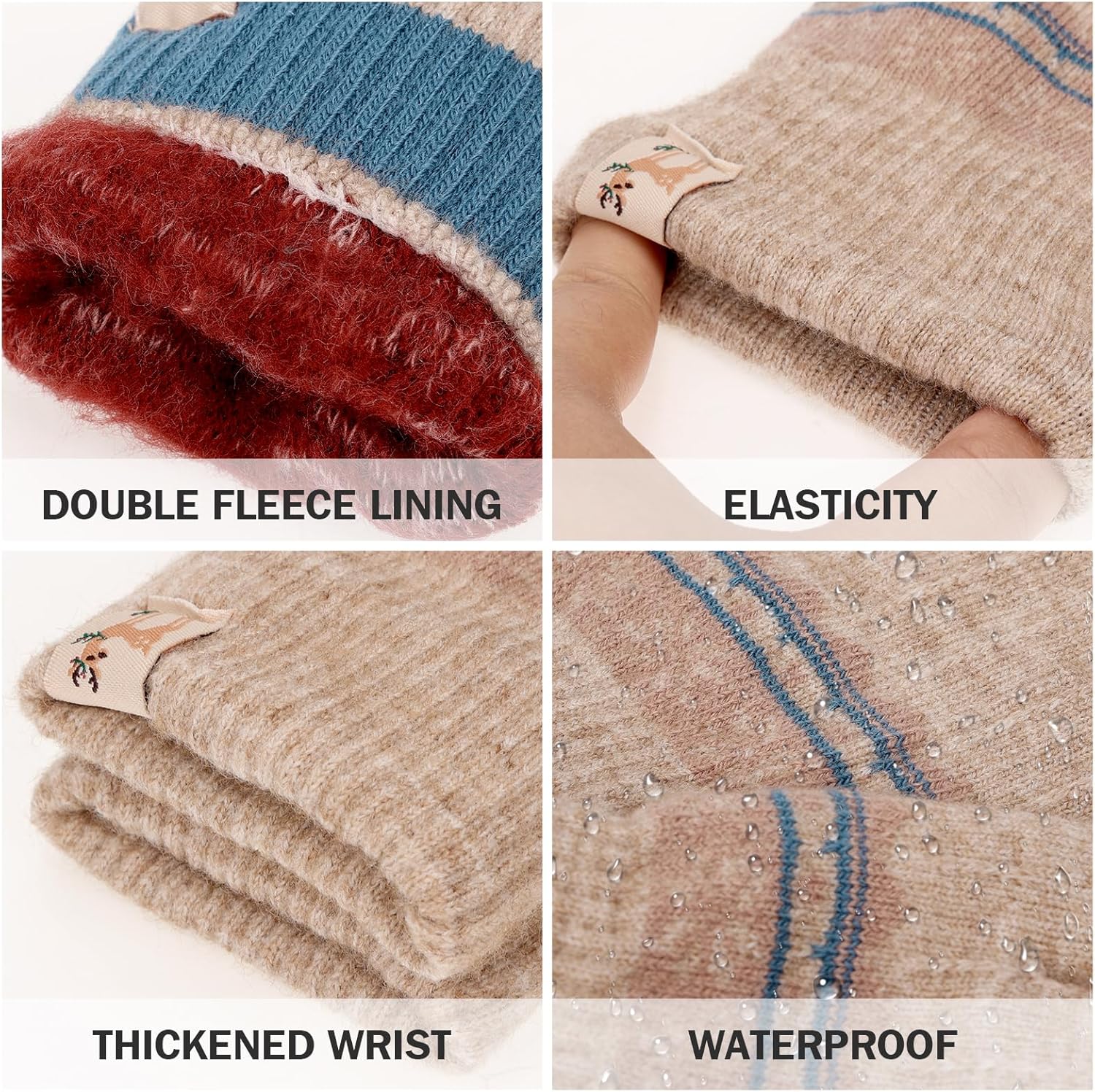 TAGVO Thermal Touch Screen Gloves for Women, Windproof Gloves for Women, Elastic Winter Gloves, Women's Warm Cashmere Gloves for Skiing, Running, Hiking, Cycling