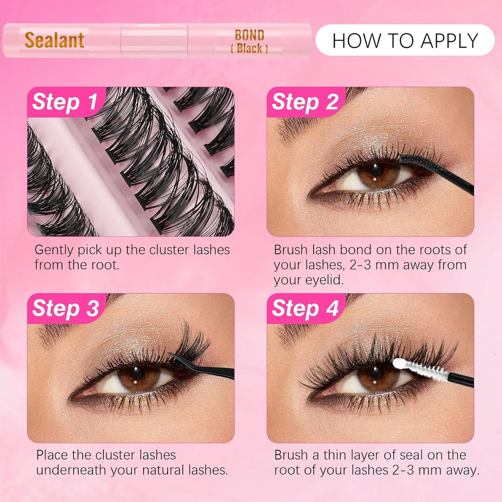 Kit Extension Cils Individuel 190PCS Kit Faux Cils Naturel Avec Lash Bond et Seal Applicateur 30D 40D Cils Extension de Cils Professionnel 8-16mm Mix kit extension de cils complet debutant