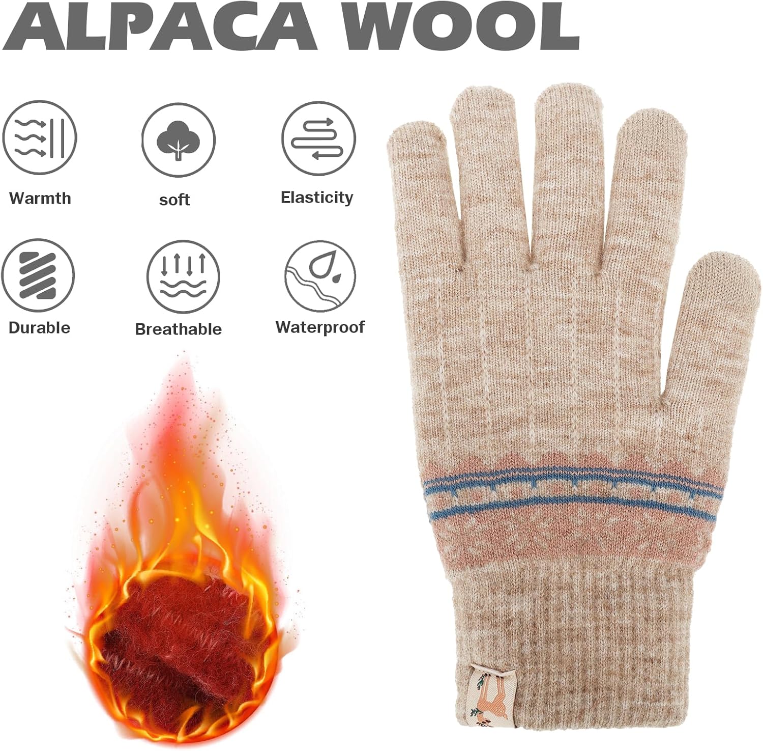 TAGVO Thermal Touch Screen Gloves for Women, Windproof Gloves for Women, Elastic Winter Gloves, Women's Warm Cashmere Gloves for Skiing, Running, Hiking, Cycling